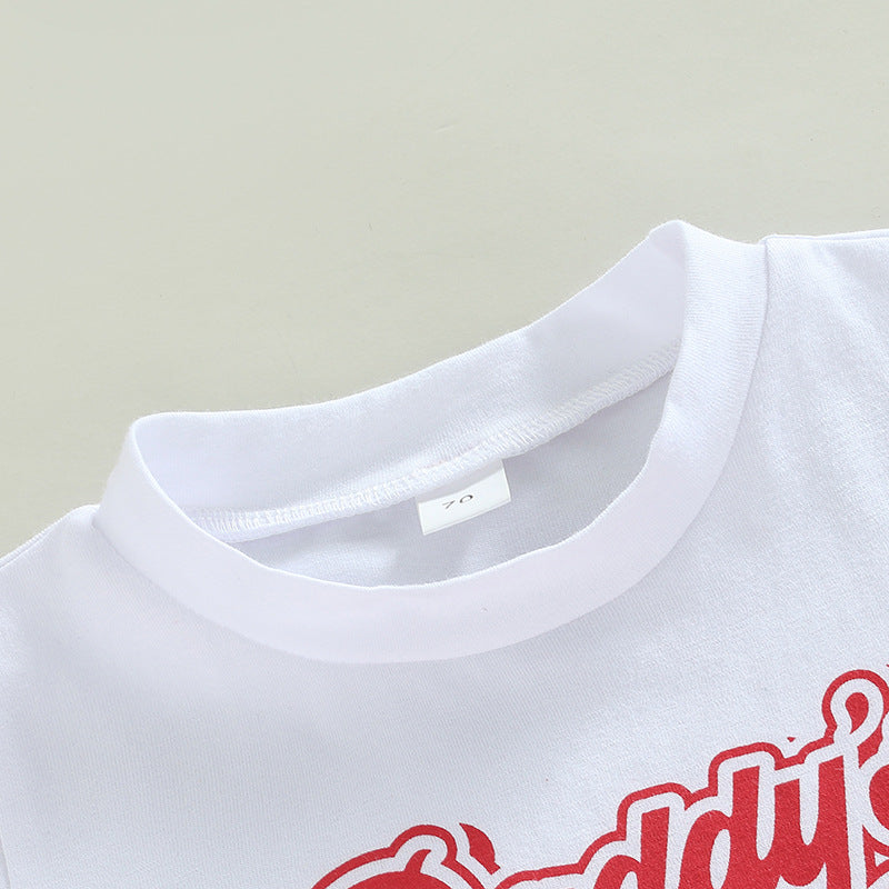 Wholesale Cotton Short-sleeved Letter Tops and Flared Pants Two-piece Set